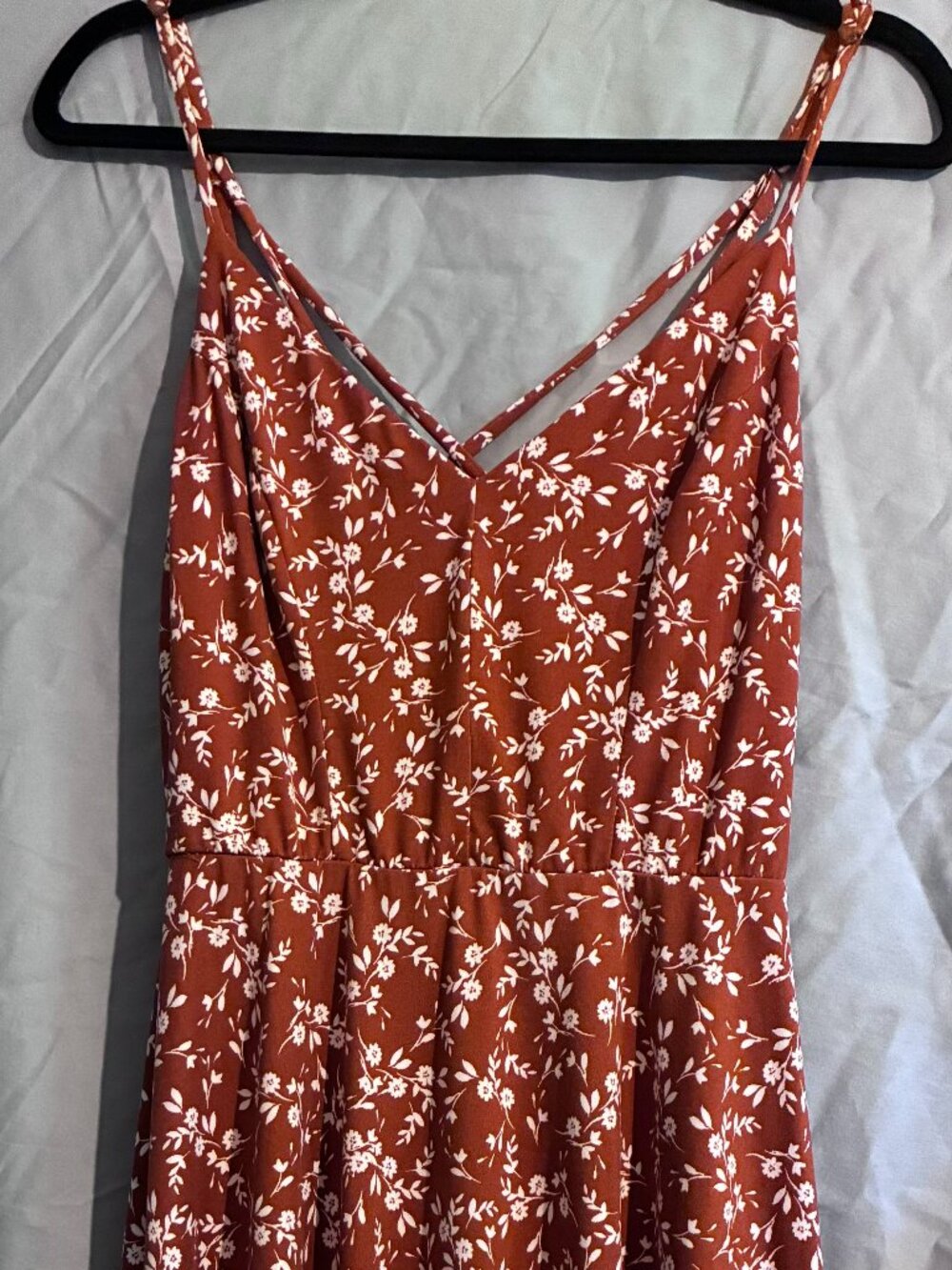 Nine Britton orange spaghetti strap dress with white flowers size M